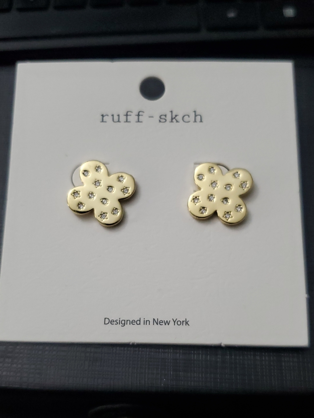 Gold Flower Crystal Stud Earrings